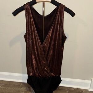Metallic Brown Sleeveless Bodysuit
